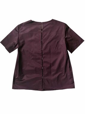 NWT Academia Minimalist Back-Clasp Satin Blouse Plum Size 34 (XS)